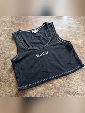 Cloud Ten Women's Medium Black "Rookie" Crop Tank Top Sporty Summer Streetwear
